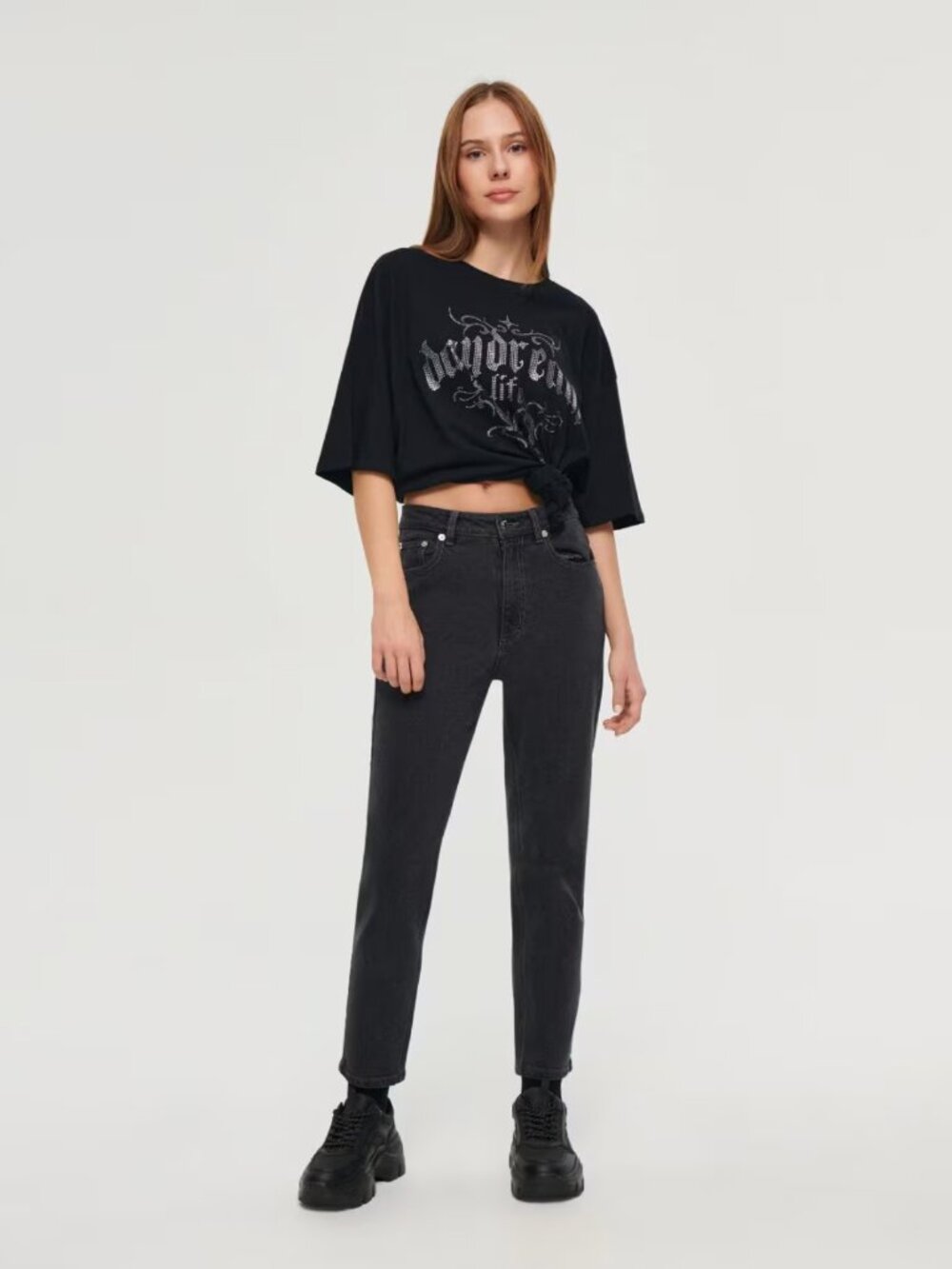 Dark Grey Mom Jeans